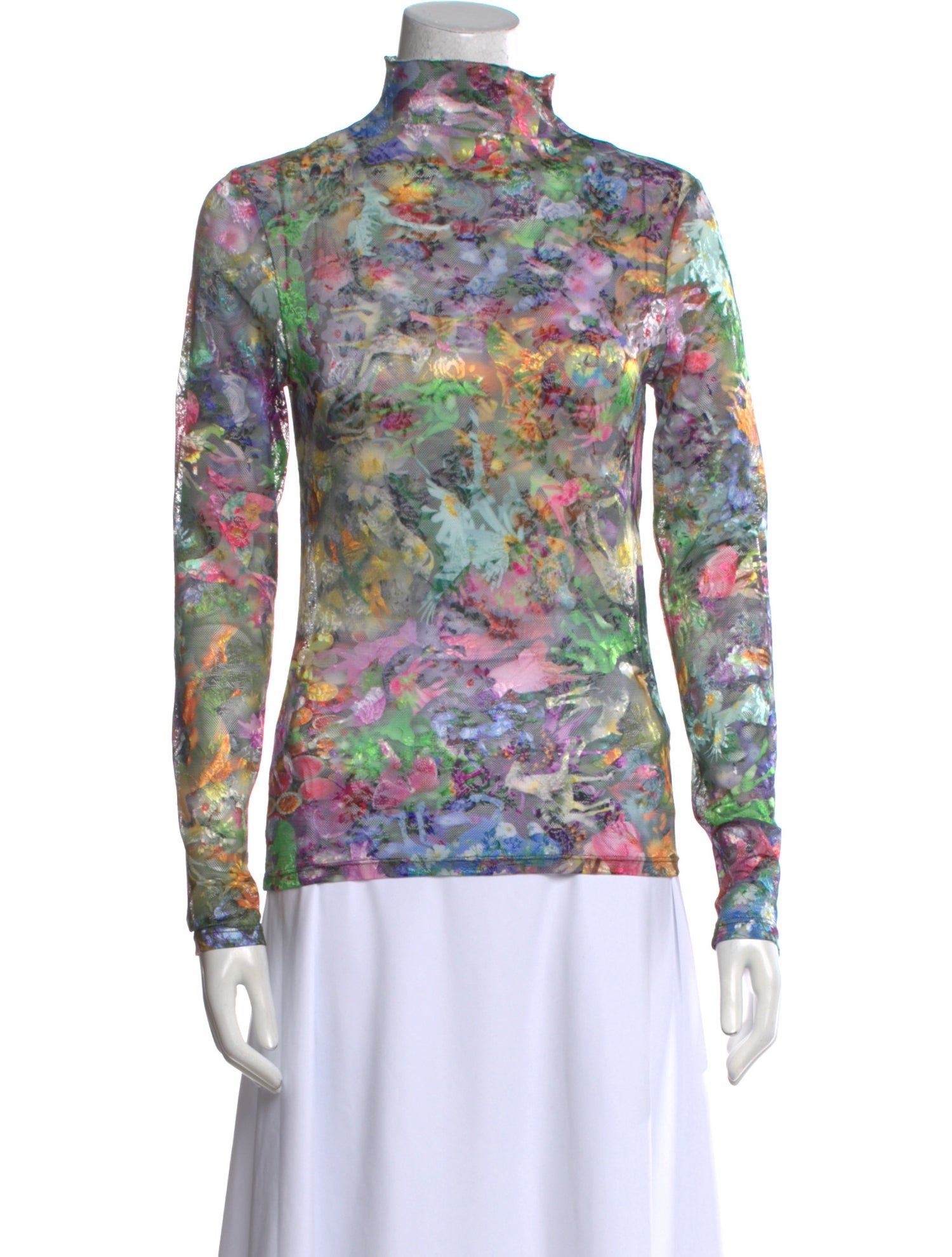 Collina Strada Floral Print Turtleneck Sweatshirt