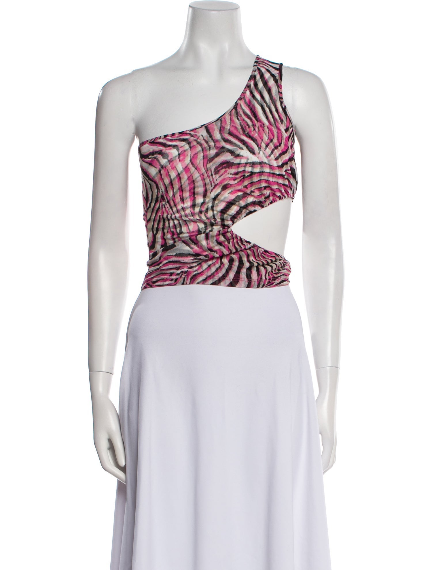 Collina Strada Printed One-Shoulder Crop Top