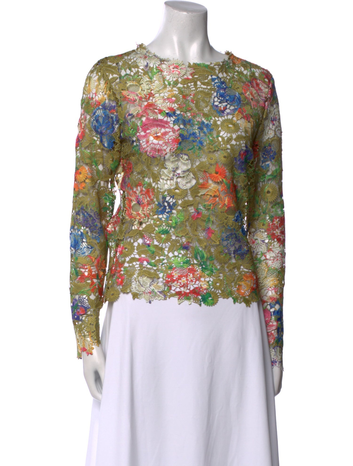 Collina Strada Floral Print Bateau Neckline Blouse