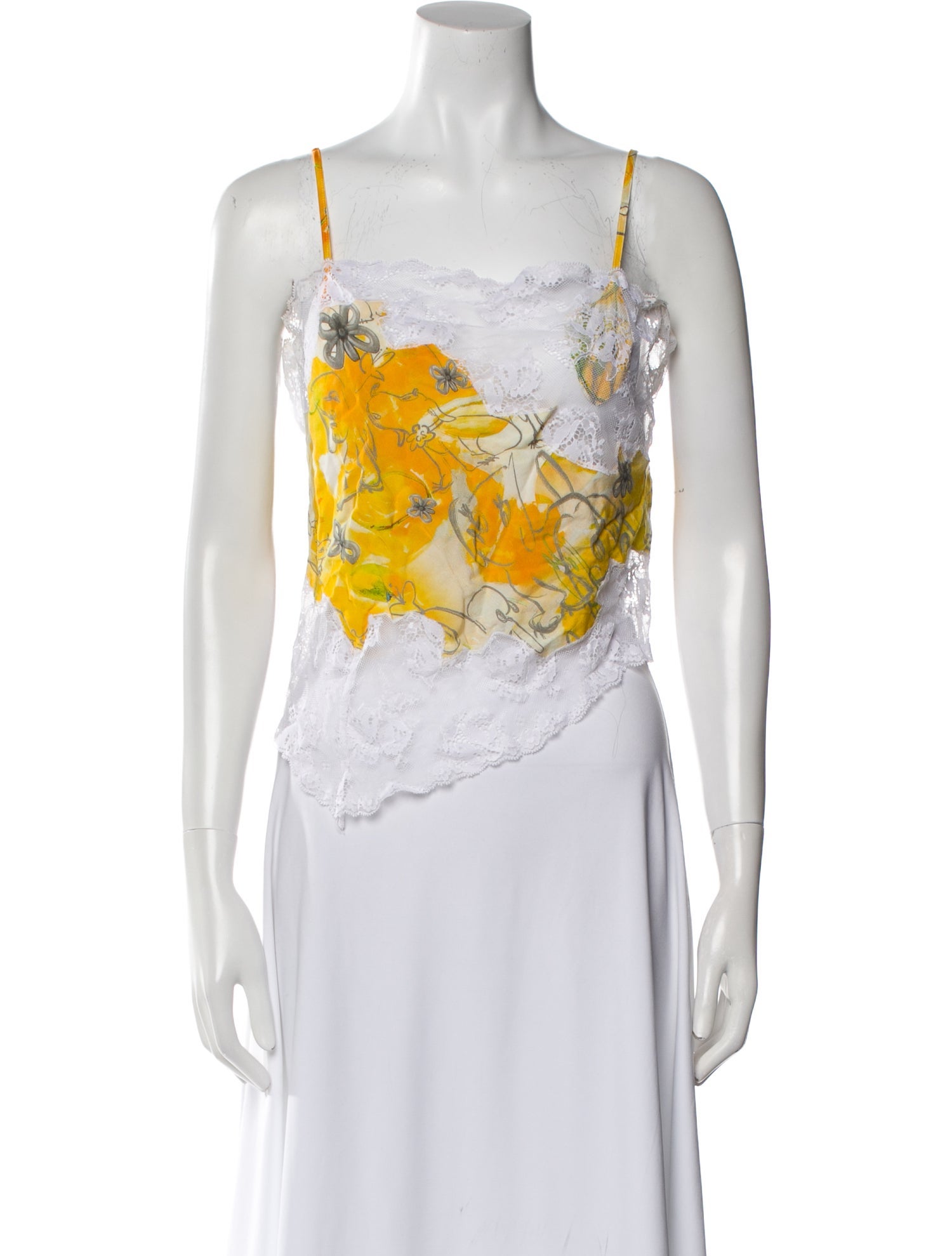 Collina Strada Silk Floral Print Crop Top