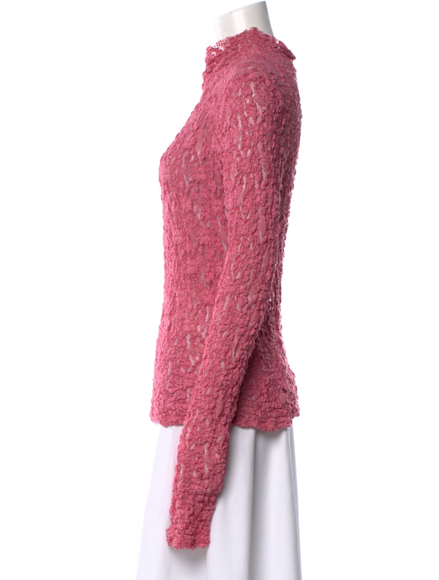 Collina Strada Lace Pattern Mock Neck Sweatshirt