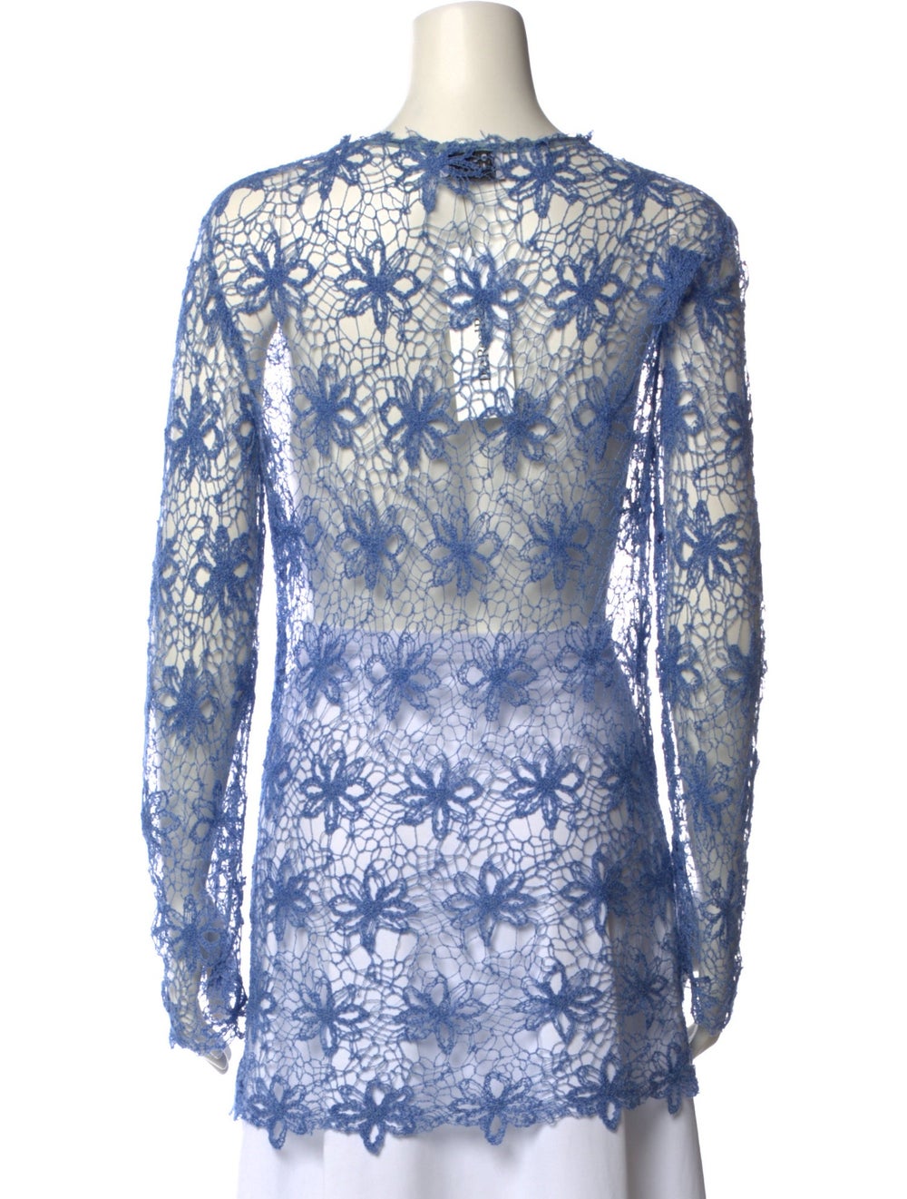 Collina Strada Tunic Blue Patterned Grosgrain Tri… - image 3