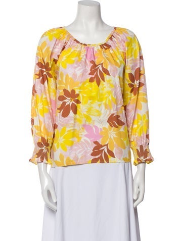 Xirena Tops Floral Print Scoop Neck Blouse S