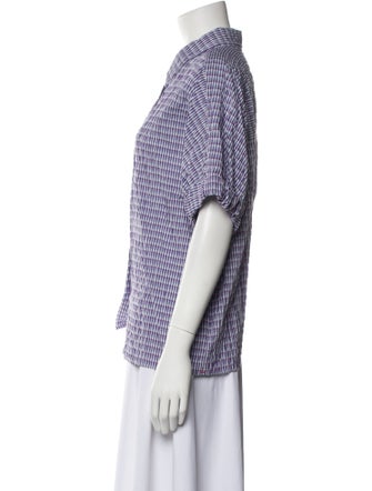 Xirena Plaid Print Short Sleeve Button-Up Top