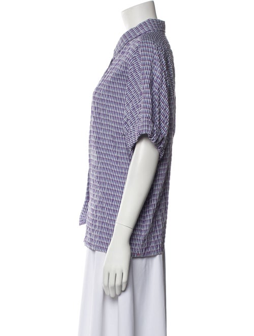 Xirena Plaid Print Short Sleeve Button-Up Top