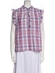 Xirena Plaid Print Mock Neck Button-Up Top