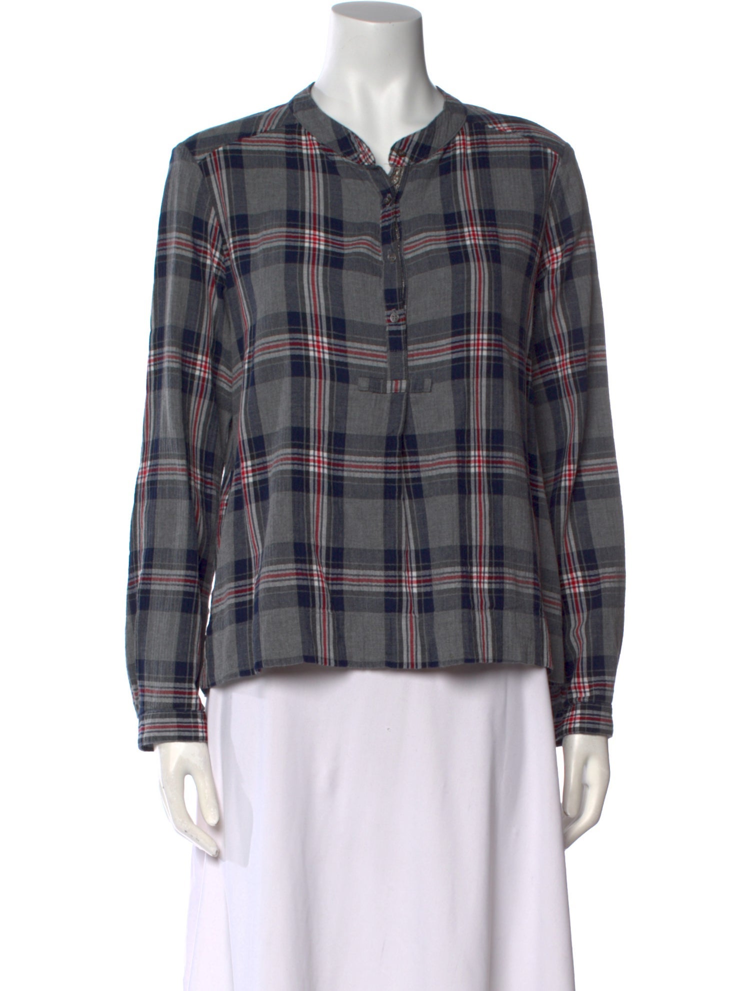 Xirena Plaid Print Long Sleeve Button-Up Top