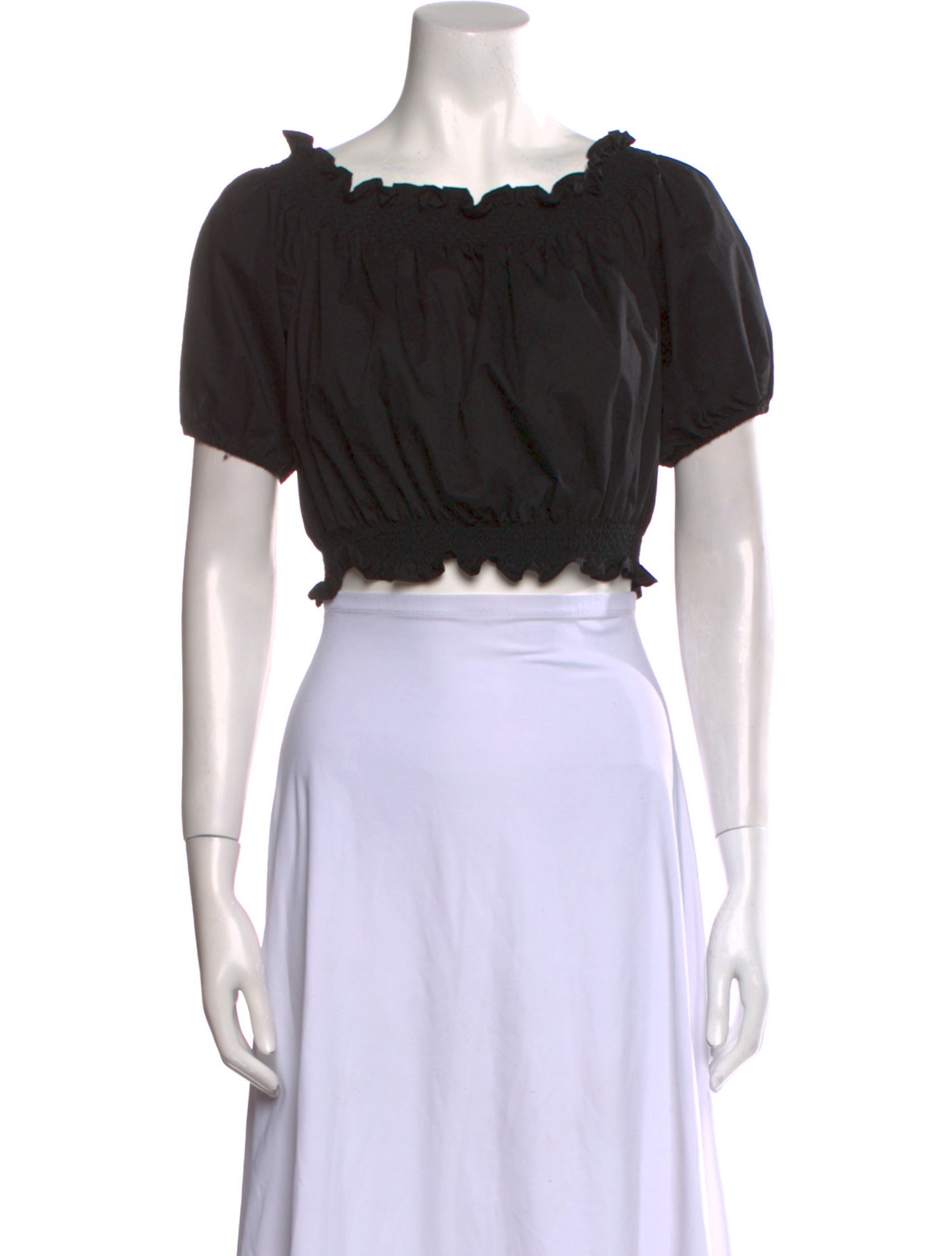 Xirena Bateau Neckline Short Sleeve Crop Top