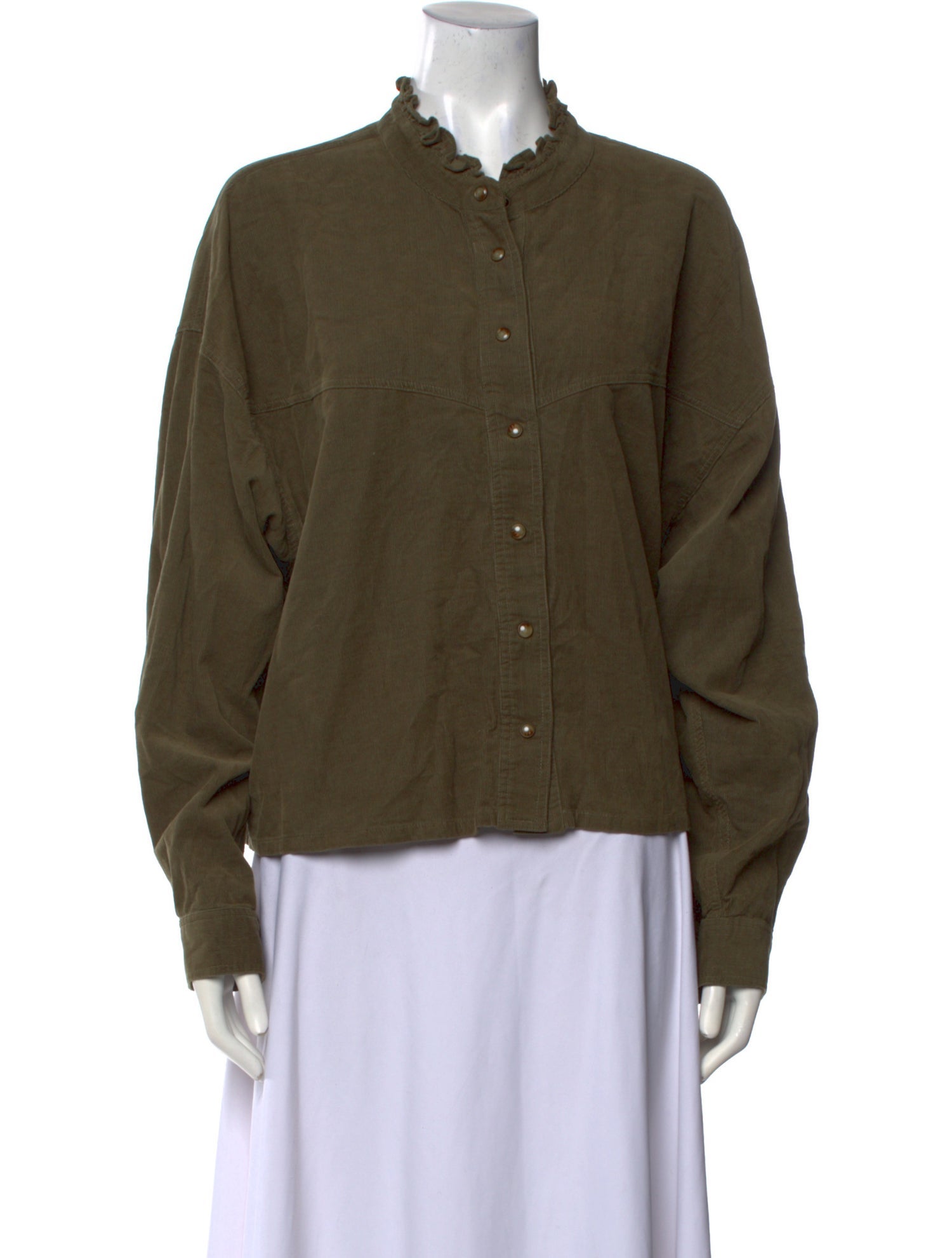 Xirena Mock Neck Long Sleeve Button-Up Top