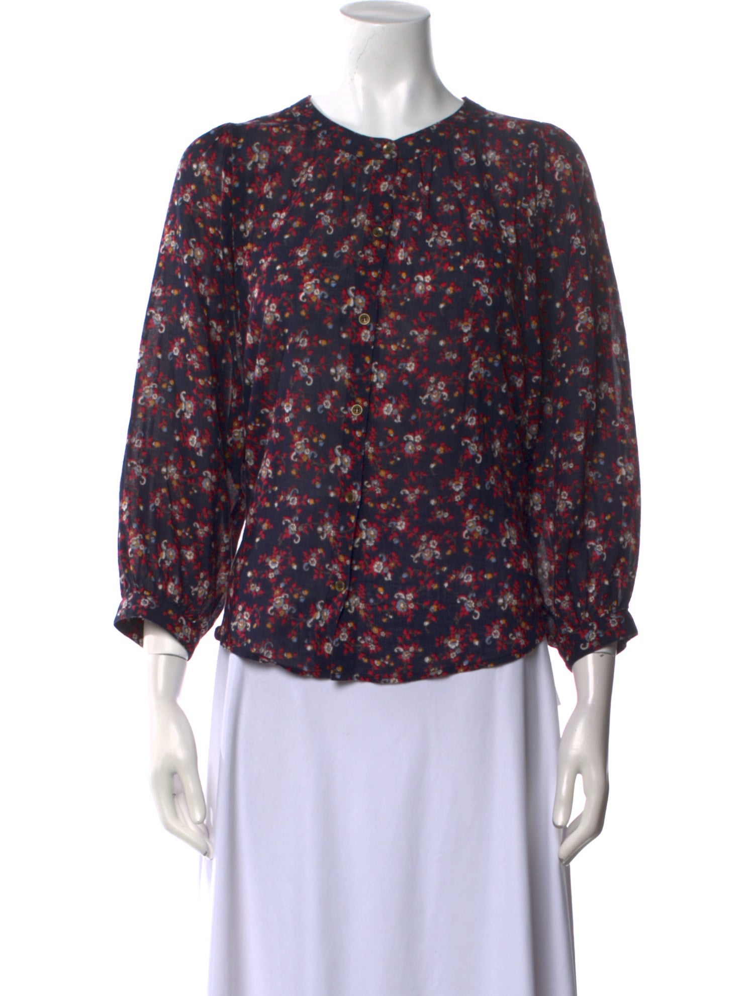 Xirena Floral Print Crew Neck Blouse