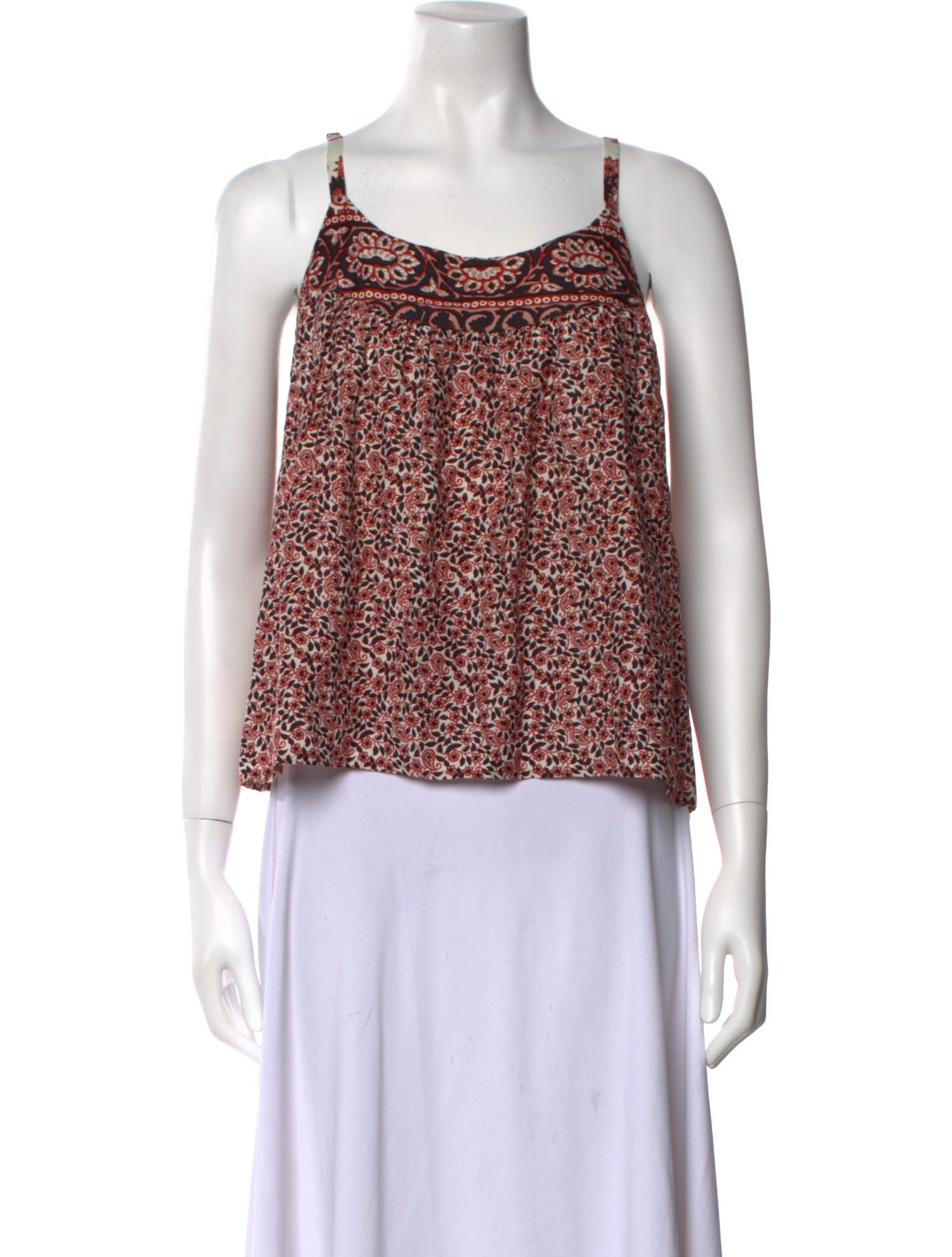 Xirena Printed Square Neckline Crop Top