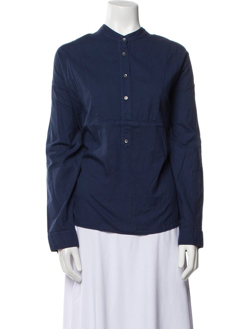 Xirena Mock Neck Long Sleeve Button-Up Top