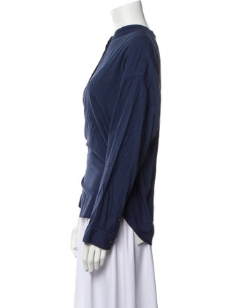 Xirena Mock Neck Long Sleeve Button-Up Top