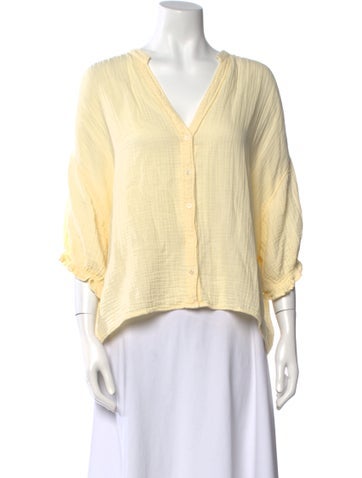 Xirena Tops V-Neck Three-Quarter Sleeve Blouse L