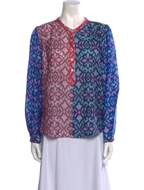 Xirena Printed V-Neck Button-Up Top