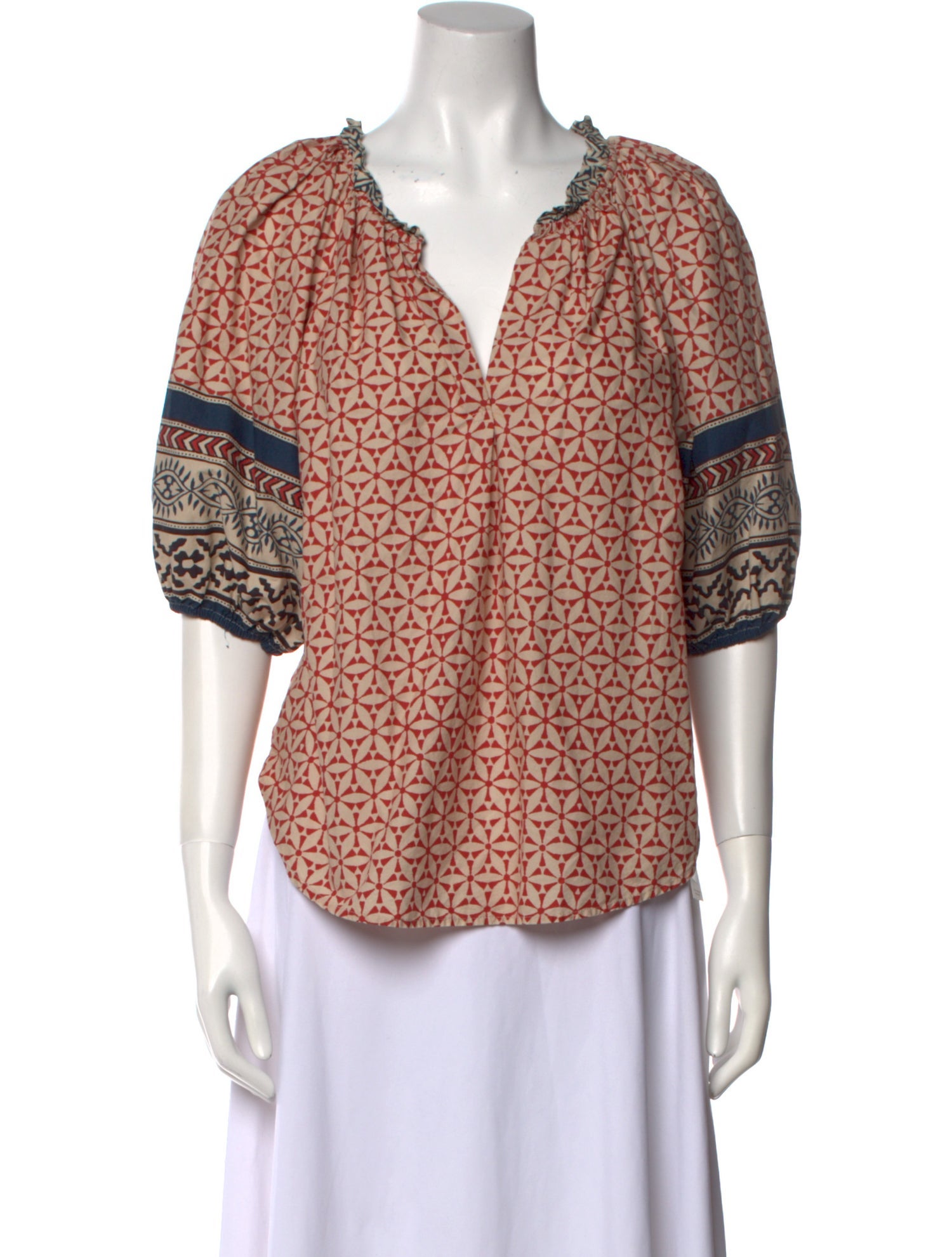 Xirena Printed V-Neck Blouse
