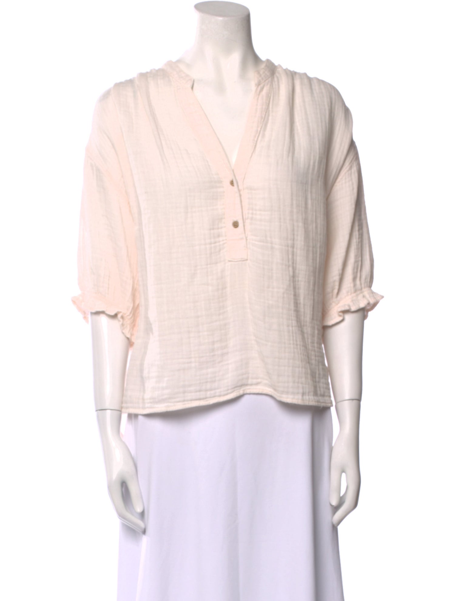 Xirena V-Neck Three-Quarter Sleeve Blouse