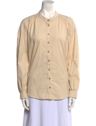 Xirena Mock Neck Long Sleeve Button-Up Top