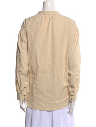 Xirena Mock Neck Long Sleeve Button-Up Top