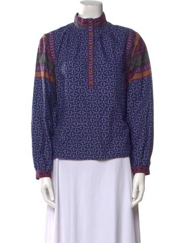 Xirena Tops Printed Mock Neck Blouse S