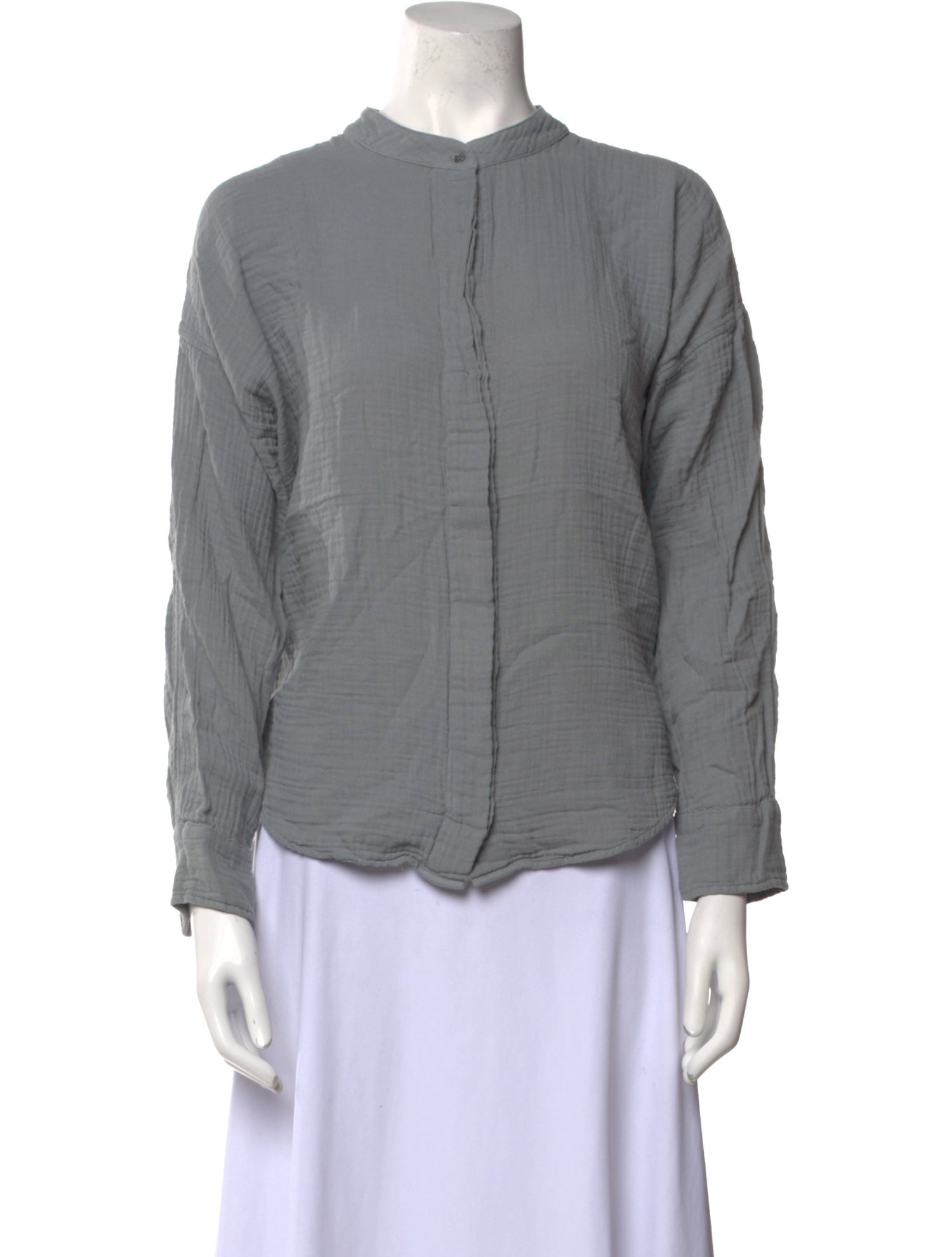 Xirena Crew Neck Long Sleeve Button-Up Top