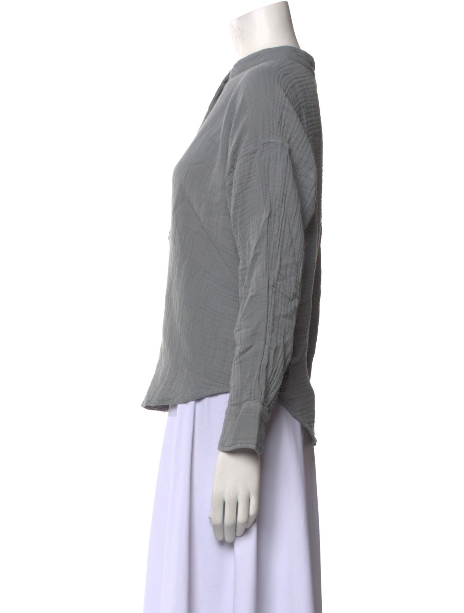 Xirena Crew Neck Long Sleeve Button-Up Top