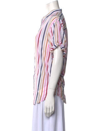 Xirena Striped Short Sleeve Button-Up Top