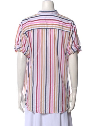 Xirena Striped Short Sleeve Button-Up Top