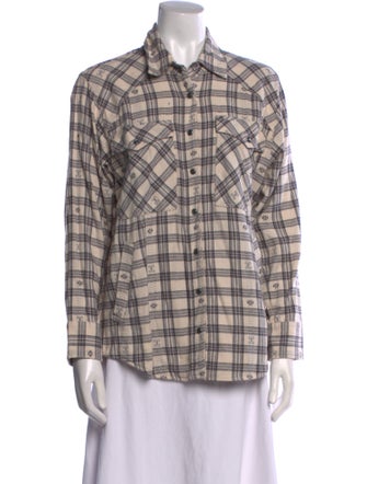 Xirena Plaid Print Long Sleeve Button-Up Top