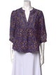 Xirena Printed V-Neck Blouse