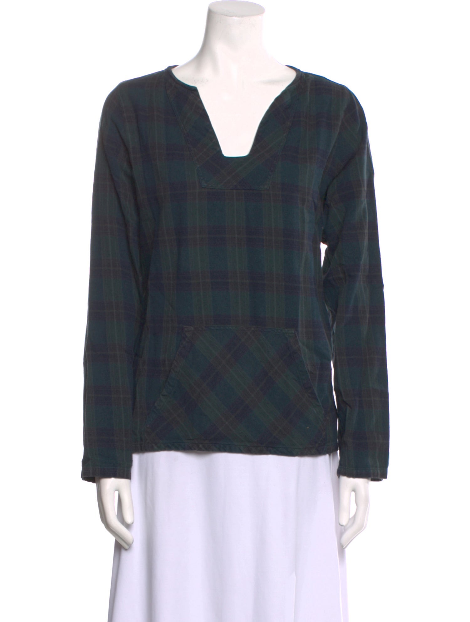 Xirena Plaid Print V-Neck Sweatshirt