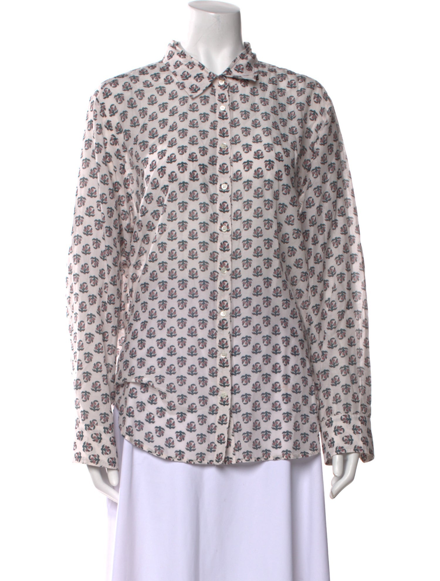 Xirena Printed Long Sleeve Button-Up Top