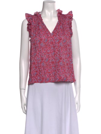 Xirena Floral Print V-Neck Crop Top