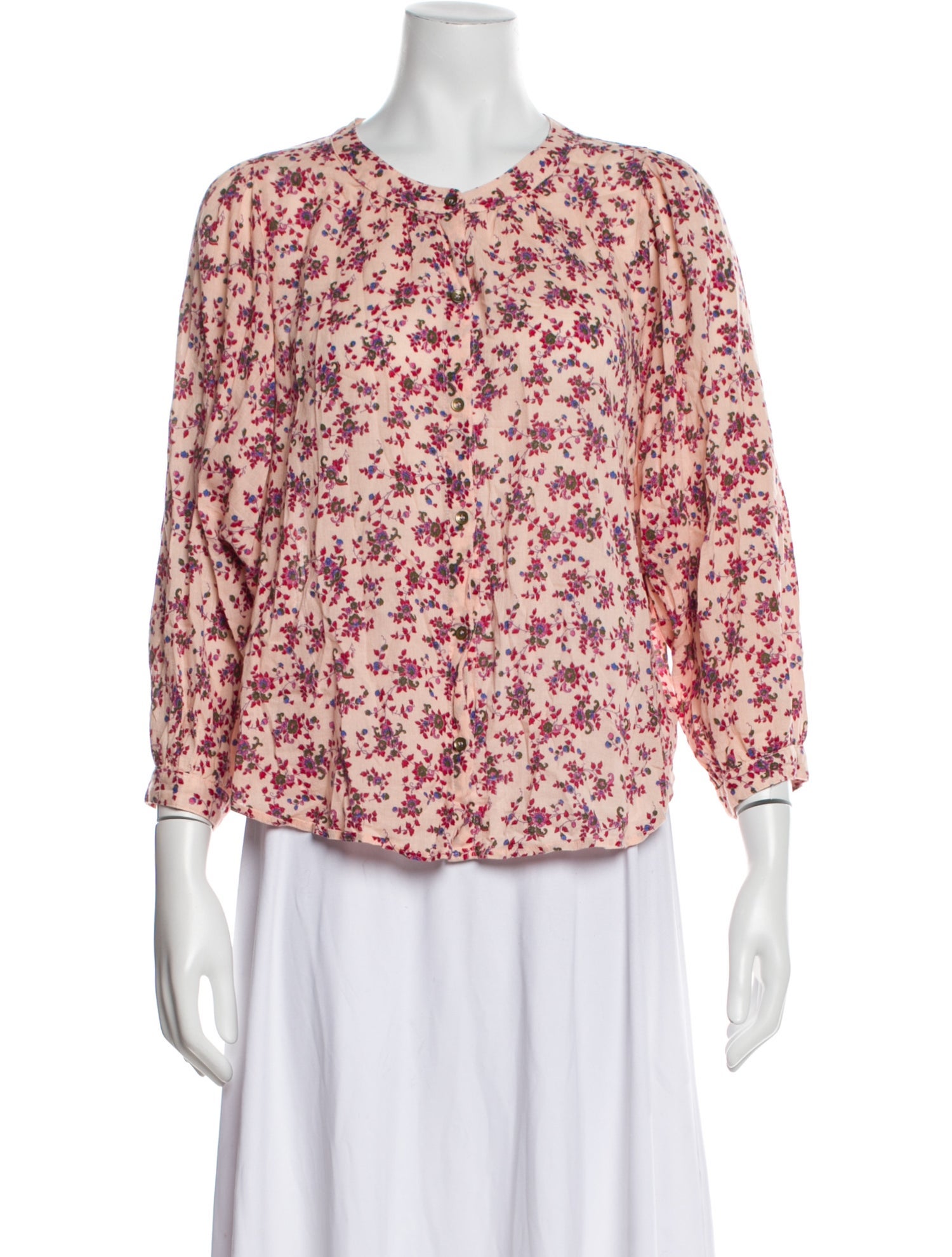 Xirena Floral Print Crew Neck Blouse