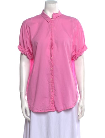 Xirena Mock Neck Short Sleeve Button-Up Top