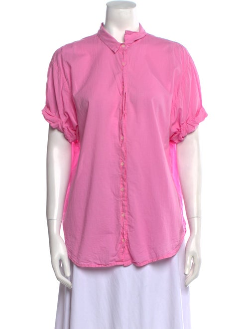 Xirena Mock Neck Short Sleeve Button-Up Top