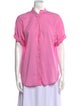 Xirena Mock Neck Short Sleeve Button-Up Top