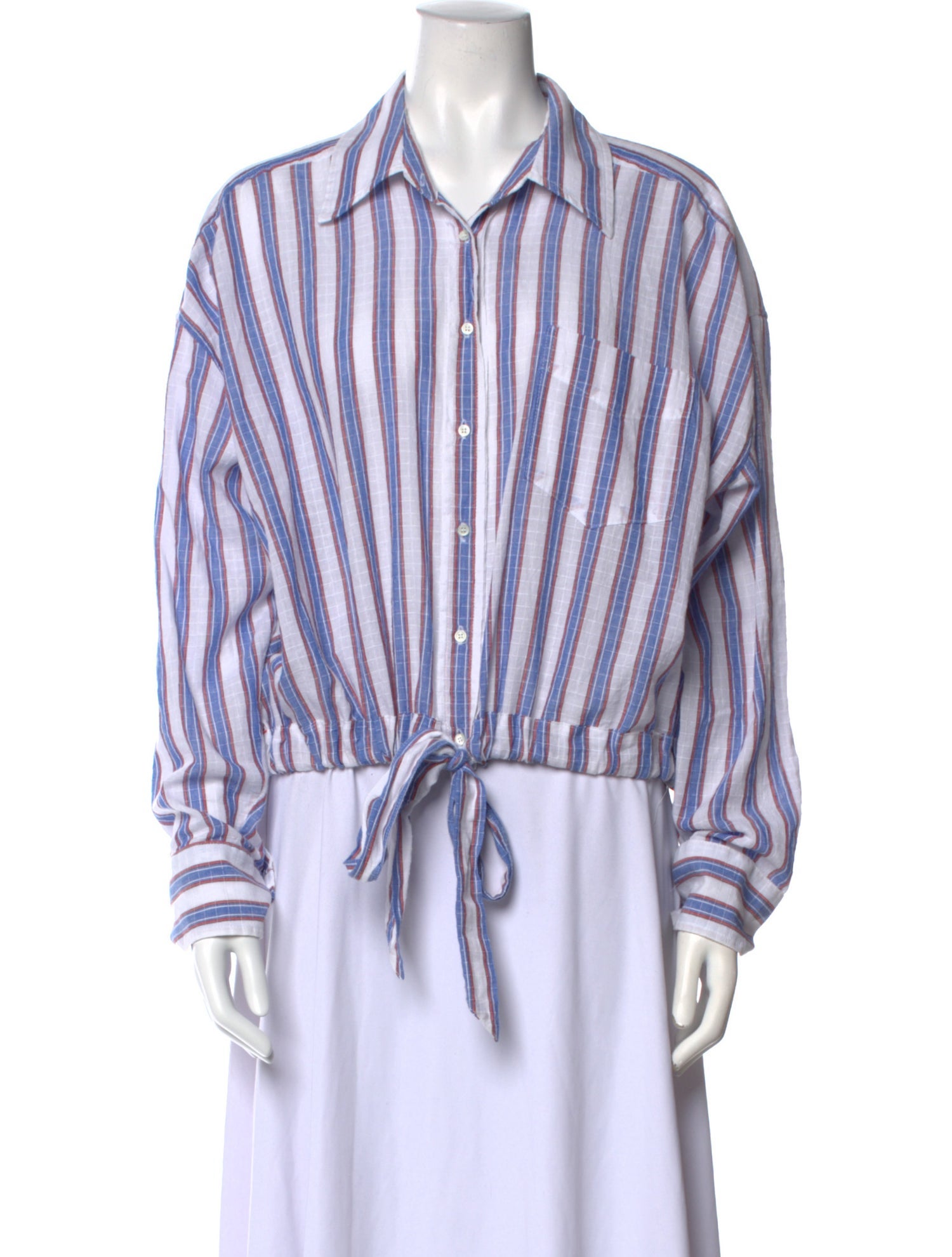 Xirena Striped Long Sleeve Button-Up Top