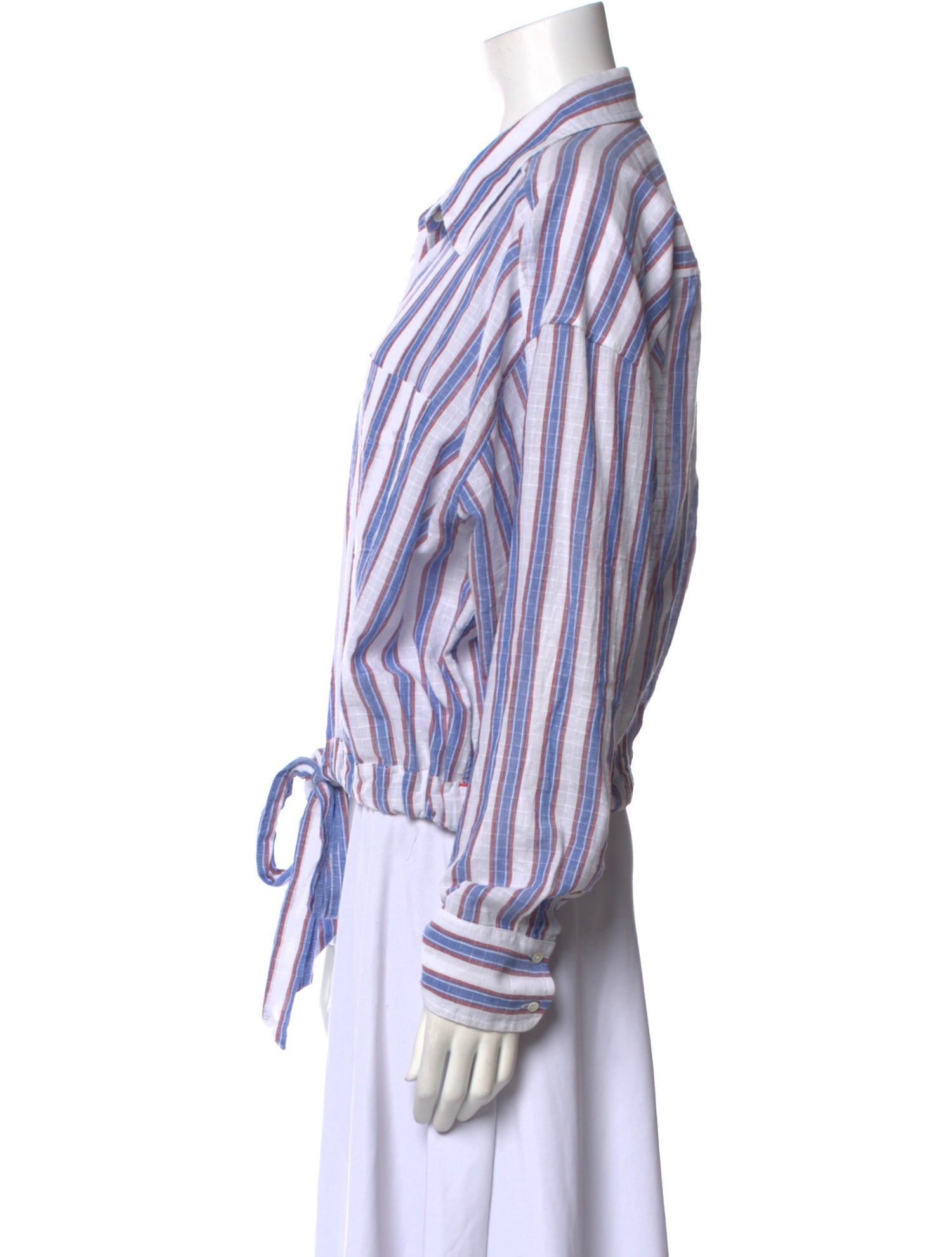 Xirena Striped Long Sleeve Button-Up Top