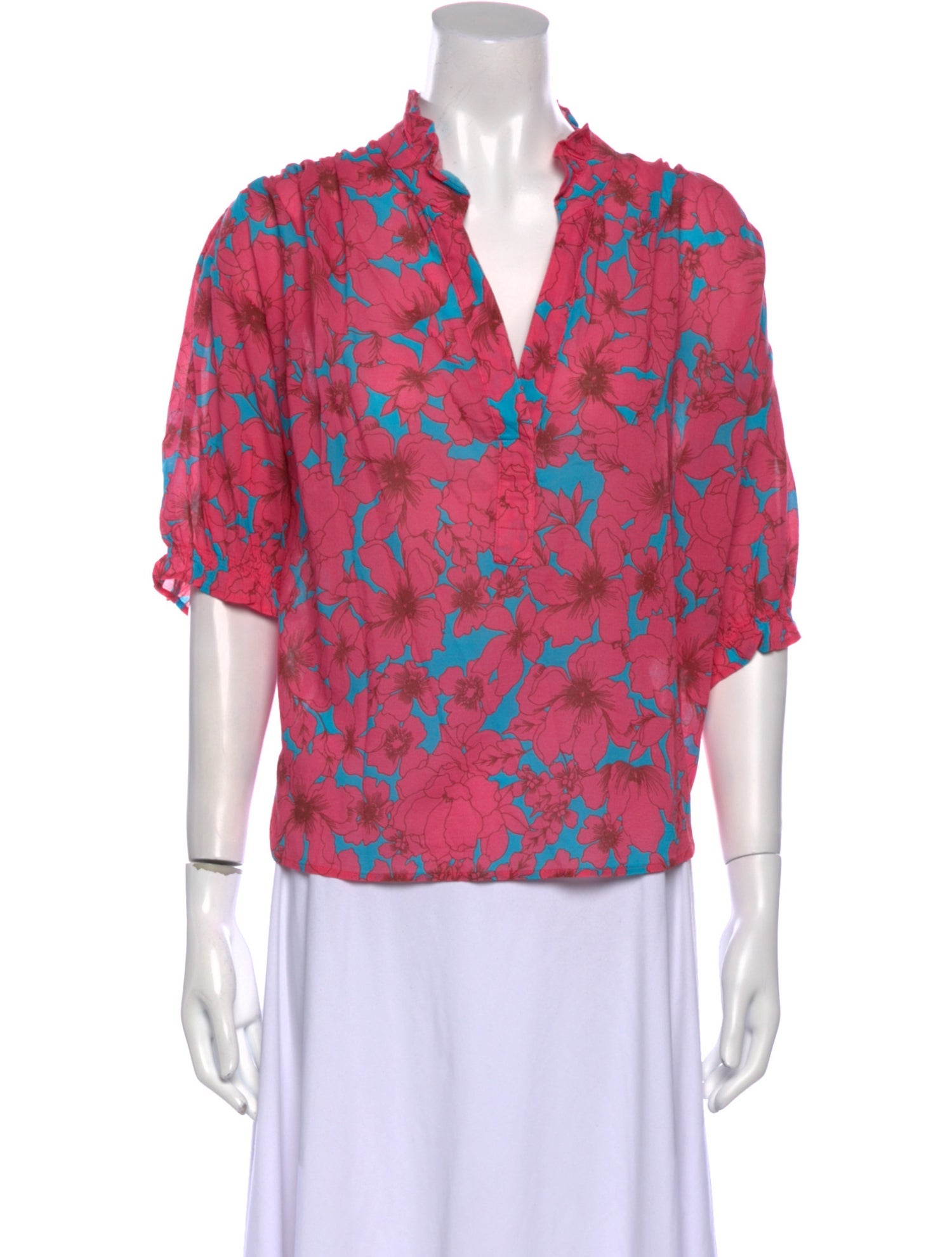 Xirena Floral Print V-Neck Blouse w/ Tags