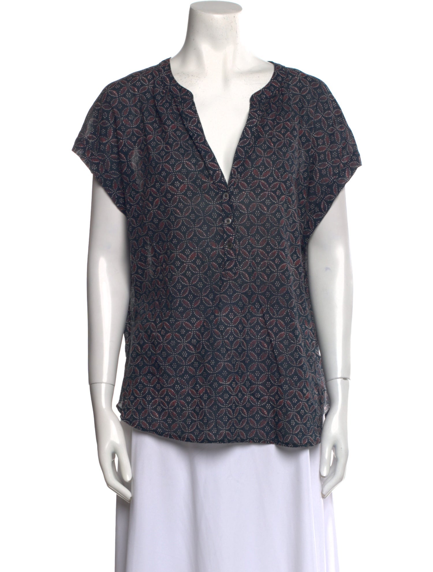 Xirena Printed V-Neck Top