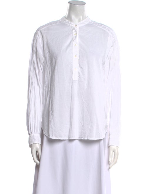 Xirena Mock Neck Long Sleeve Button-Up Top