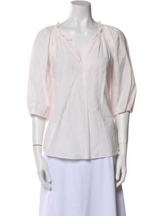 Xirena V-Neck Three-Quarter Sleeve Blouse