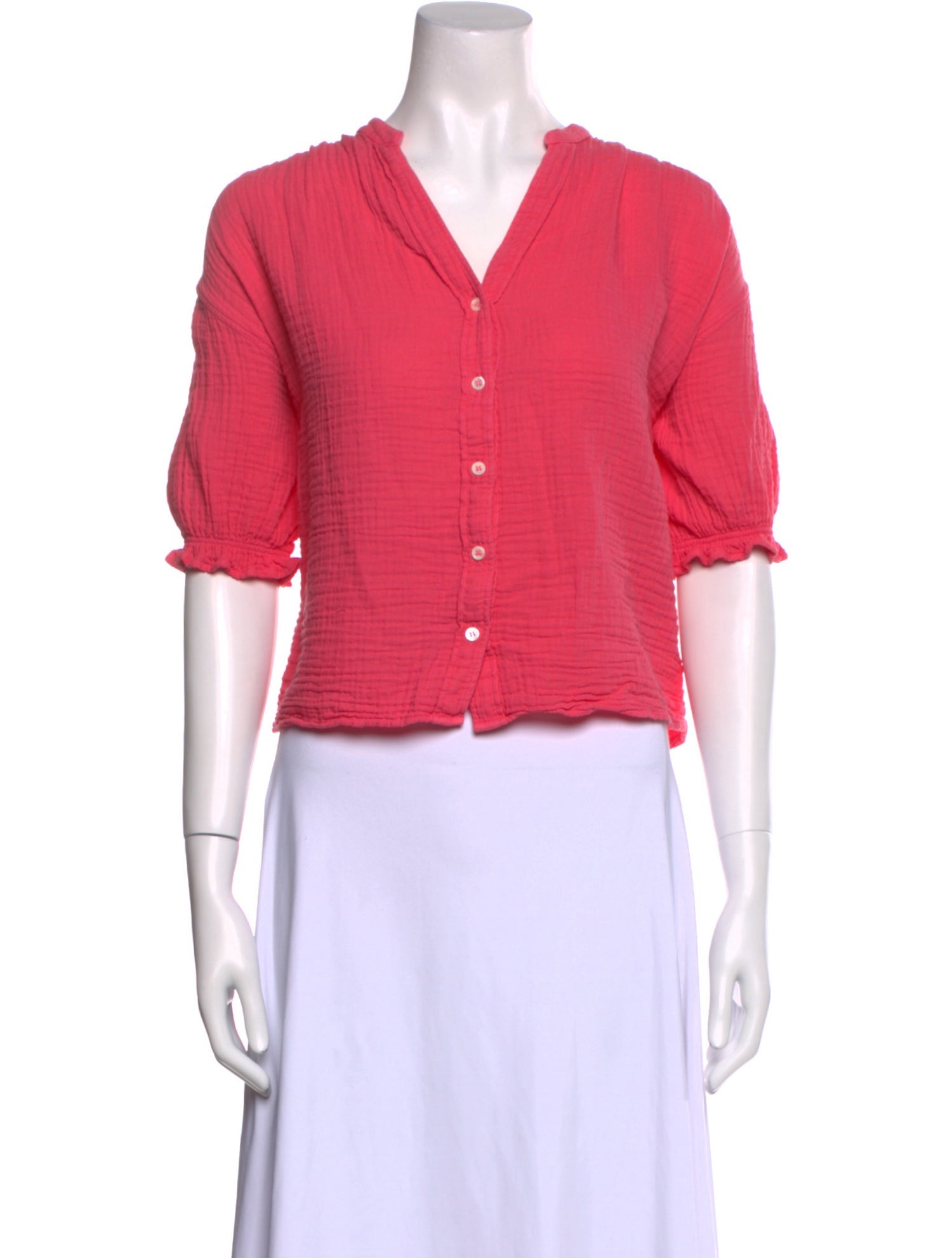 Xirena V-Neck Three-Quarter Sleeve Crop Top