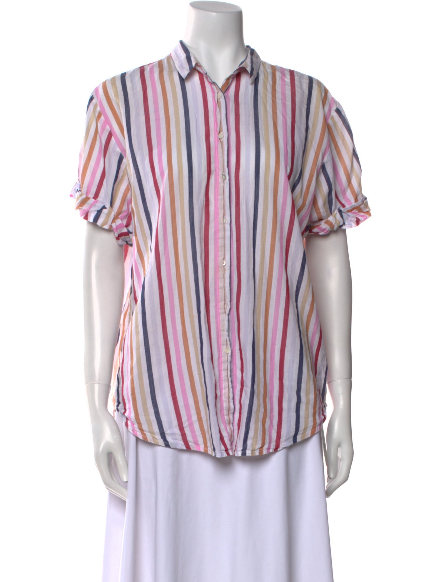 Xirena Striped Short Sleeve Button-Up Top