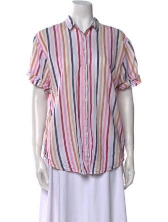 Xirena Striped Short Sleeve Button-Up Top