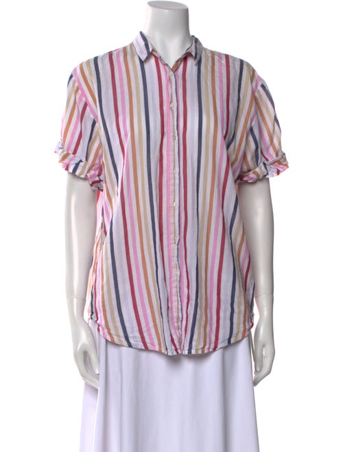 Xirena Striped Short Sleeve Button-Up Top