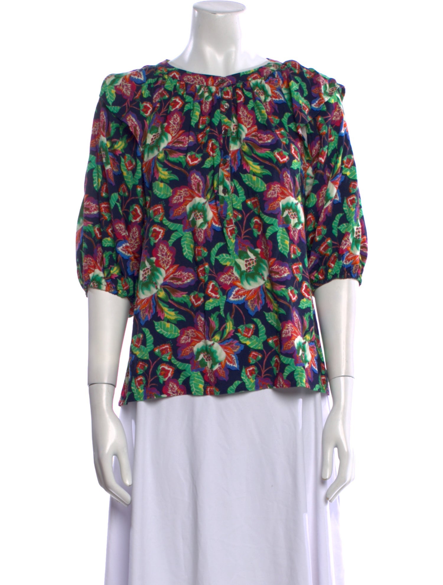 Xirena Floral Print Scoop Neck Blouse