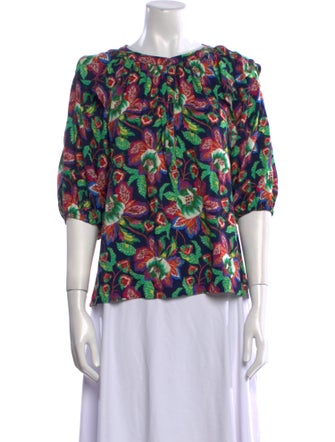 Xirena Floral Print Scoop Neck Blouse
