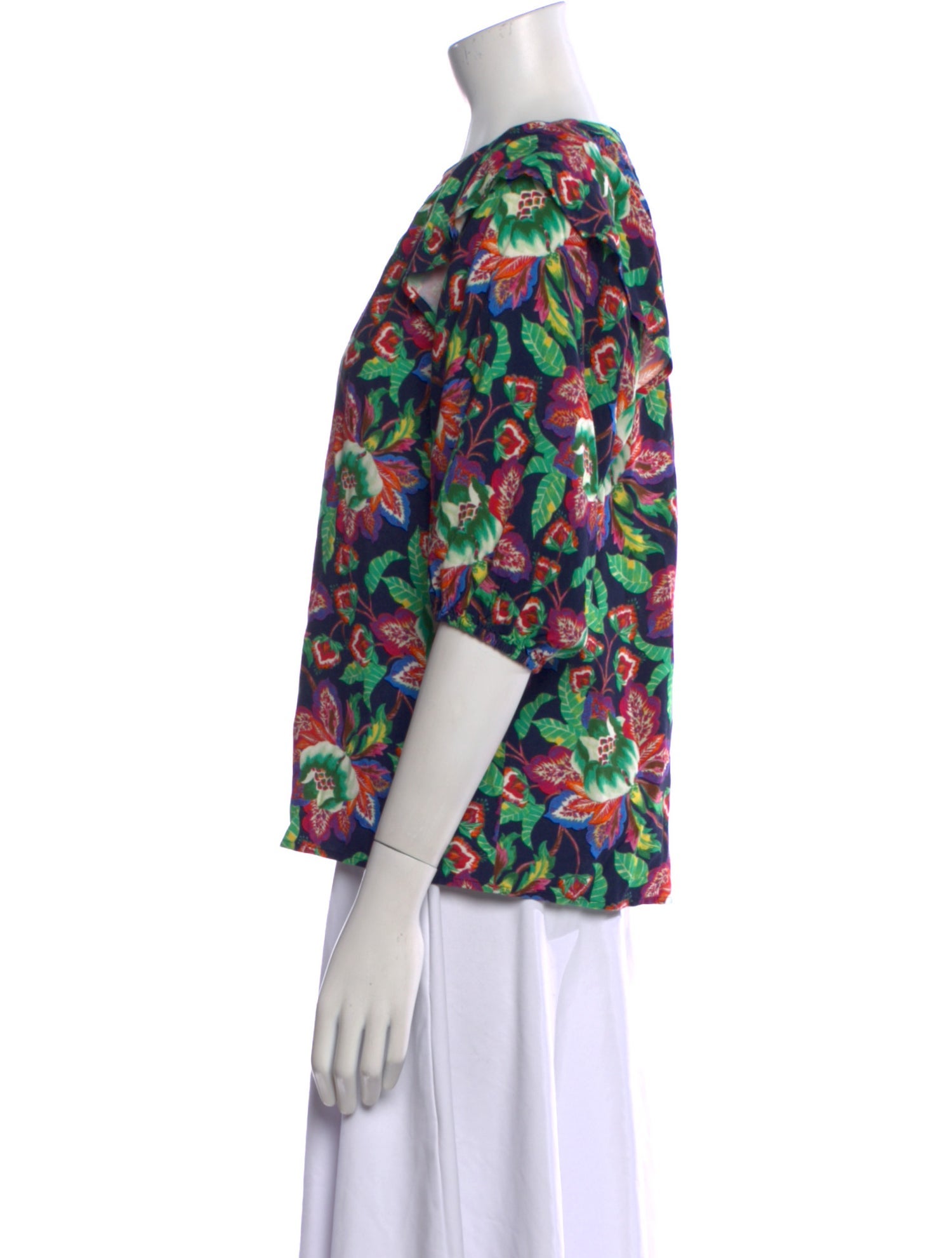 Xirena Floral Print Scoop Neck Blouse